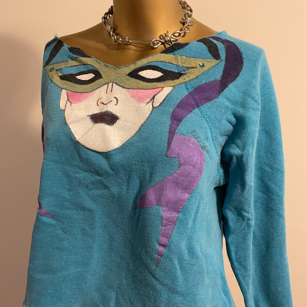 Hand painted vintage cut off sweater